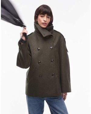 Mango Cappotto Di Lana Scuro Con Colletto Oversize - Nero