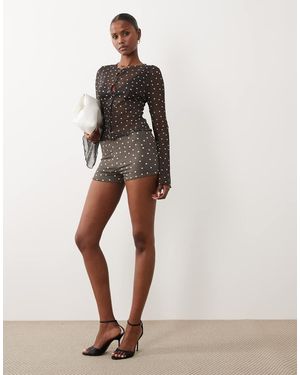 ASOS Hotpants Met Stippenprint, Deel Van Co-Ord Set - Meerkleurig