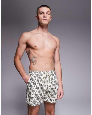 South Beach Palm Print Swimshort - Grey