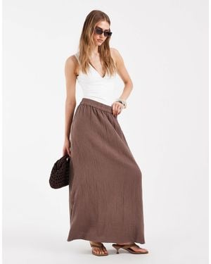 Pieces Cotton Maxi Skirt - Brown
