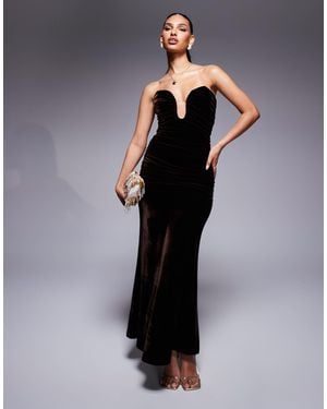 Bardot Elvira Velvet Plunge Maxi Dress - Black