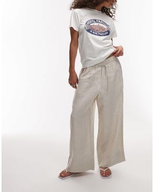 ARKET Cropped Linen Pants With Drawstring Waist - Natural