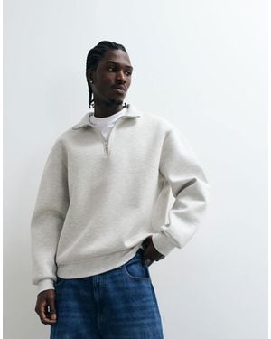 ASOS Oversized Quarter Zip Sweatshirt - Gray