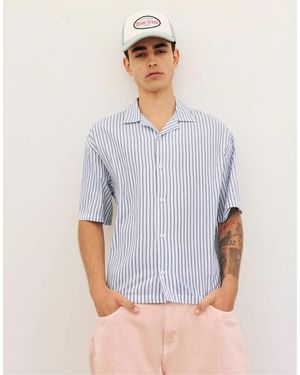 Pull&Bear Short Sleeve Poplin Shirt - Blue