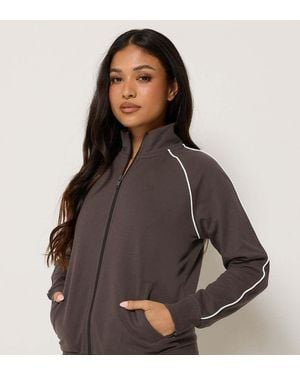 PixieGirl Petite Contrast Zip Jacket - Brown