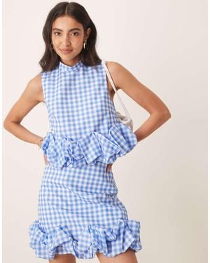 Sister Jane Lavender Gingham Cropped Top - Blue