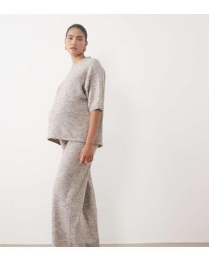 ASOS Asos Design Maternity Wide Leg Trouser With Wool Co-ord - Natural