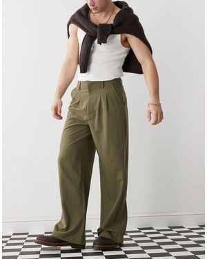 Collusion Relaxed Wide Leg Tailored Pants - Natural