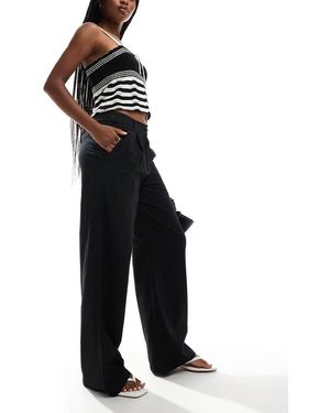 Brave Soul Linen Wide Leg Trouser - Black