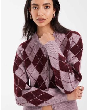 Vero Moda Cropped Knitted Cardigan - Purple