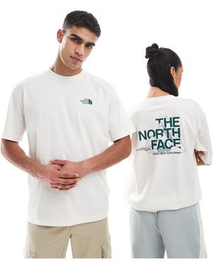 The North Face T-shirt oversize avec imprimé dessin montagne au dos - cassé - Blanc