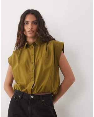 Miss Selfridge Mouwloos Overhemd Met Bubbelzoom - Groen
