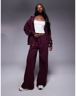 Princess Polly All Day Cotton Drawstring Waist Wide Leg Joggers Co-ord - Purple