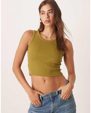 JJXX Fallon Ribbed Cropped Vest - Green