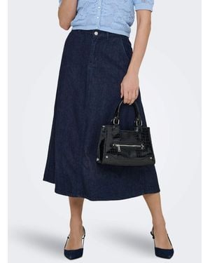 ONLY – jeansrock aus dunkelem denim - Blau