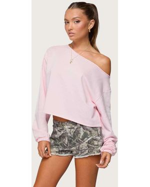 Edikted Aveline Off Shoulder Light Sweatshirt - White