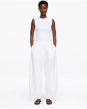 ARKET Drawstring Cotton Poplin Trousers - White