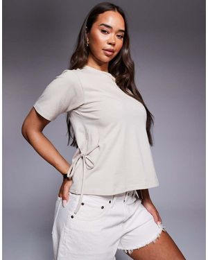 Fashionkilla Cotton Tie Side Detail T-Shirt - Grey