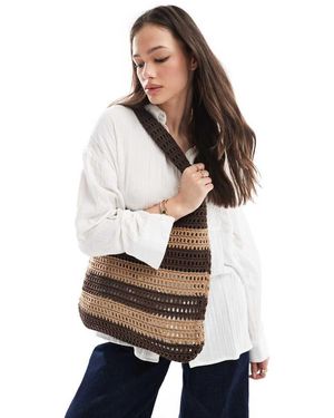 JJXX Bolso De Playa Marrón A Rayas De Punto De - Neutro