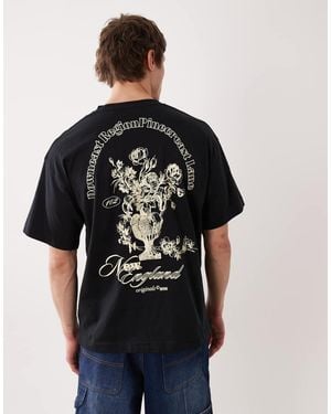 Jack & Jones Oversized T-shirt With Flower Backprint - Black
