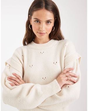 ASOS Pointelle Stitch Knitted Sweater - Natural