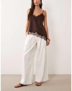 Nobody's Child Archie Tailored Denim Twill Wide Leg Trousers - Natural