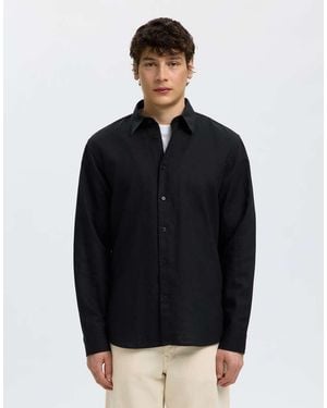 SELECTED Linen-Blend Shirt - Black