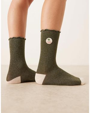 Accessorize Cherry Frill Socks - Green