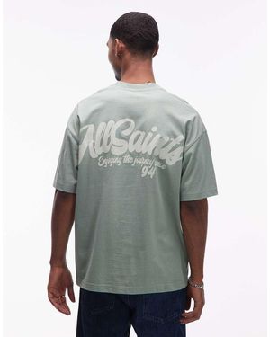 AllSaints Odyssey Graphic Logo T-shirt With Back Print - Grey