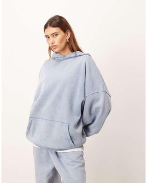 ARRANGE Sudadera Azul Pálido Con Capucha Y Lavado Ácido Premium De