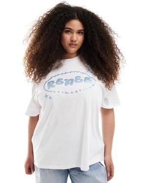 Renee Studio Plus Exclusive Crew Neck Metallic Bubble Logo Print T-shirt - White