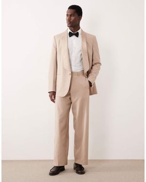 ASOS Wide Tuxedo Trousers - Natural