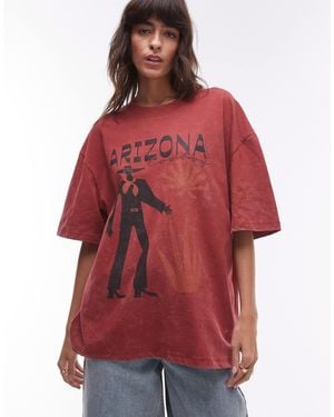 TOPSHOP Graphic Arizona Holiday Oversized Tee - Red