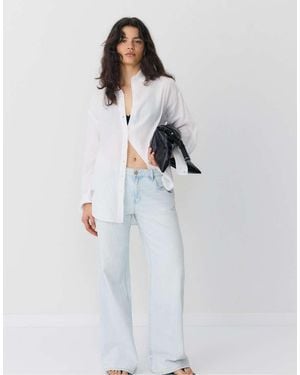 Stradivarius Basic Double Fabric Shirt - White