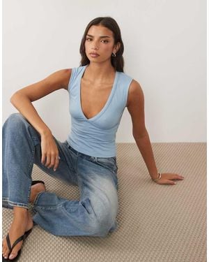 Motel Emberly Plunge Top - Blue