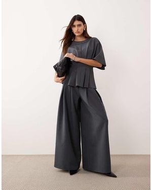 ARRANGE Pleat Waist Tailored Wide Leg Trouser Co-Ord - Grey