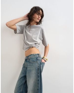 TOPSHOP Tuck Hem Boxy Tee - White