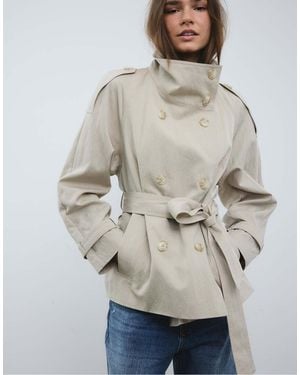 Stradivarius High-neck Trench Coat - Grey