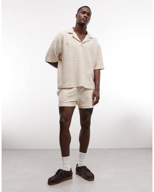 ASOS Slim Crosshatch Textured Jersey Short - Natural