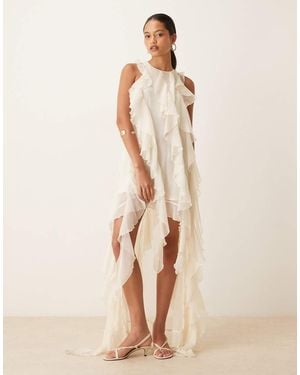 True Decadence Ruffle Hi Low Dress - Natural