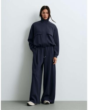 Oysho Piqué-jacke mit stehkragen aus baumwolle - Blau