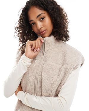 Pieces Teddy Zip Front Vest - Natural