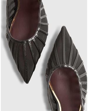 River Island Panelled Mesh Slingback Court Heels - Black