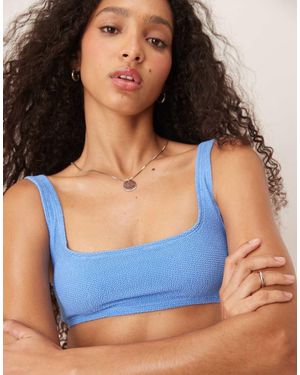 & Other Stories Top Bikini Mix And Match Stropicciato Con Schiena Scoperta E Scollo Ampio - Blu