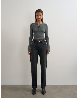 TOPSHOP Vintage straight-jeans mit mittlerer leibhöhe - Grau