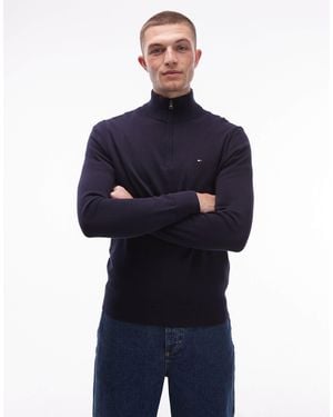 Tommy Hilfiger Essential Cotton Half Zip Sweater - Blue