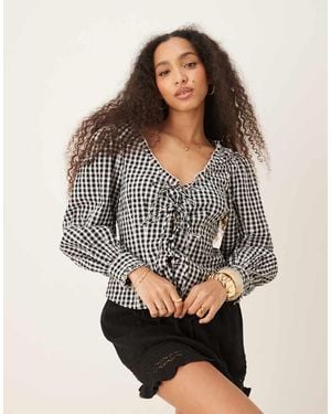 Nobody's Child Dallas Tie Front Blouse - Grey