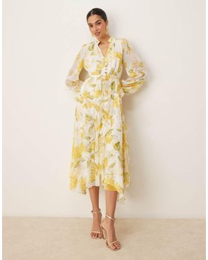 Forever New Asymmetric Ruffle Midaxi Dress - Yellow