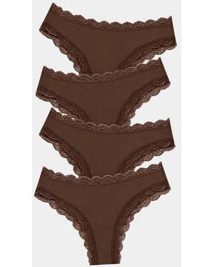 Stripe & Stare Brazilian Knicker Four Pack - Brown