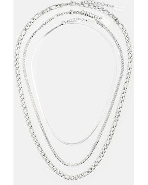 Pull&Bear 3-pack Of Chain Necklaces - White